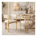2 Esszimmerstuhle Chenille Beige Gold Metallgestell, C-formiger Rucken, Modern Fur Restaurant, Cafe, Wohnzimmer
