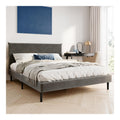 Home Collective Bett 160x200 und 160x200 cm Polsterbett mit Lattenrost Bettgestell Doppelbett mit weichem Samtbezug und gepolstertem Kopfteil Robustes Gestell hoher Liegekomfort Grau 160x200 cm