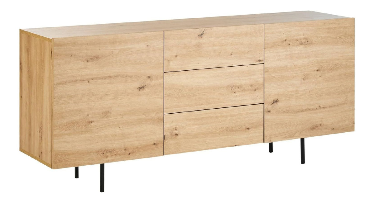 Modernes Sideboard heller Holzfarbton mit 3 Schubladen und 2 Turen Kenora