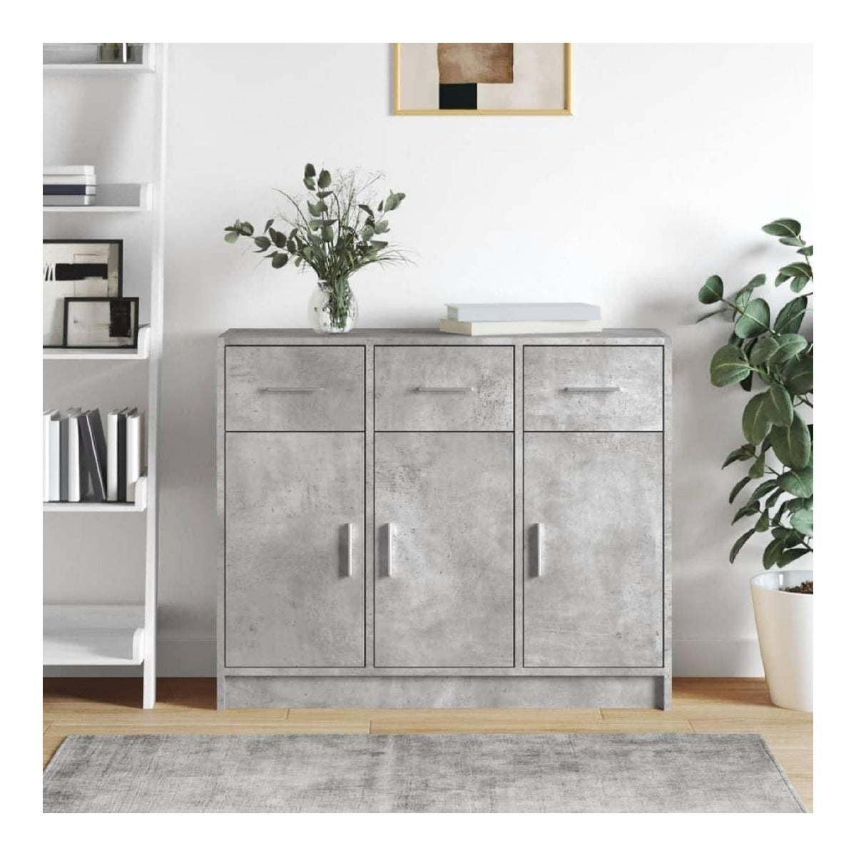 Schranke & Aufbewahrung, Buffets & Sideboards, Heim-Sideboard, Betongrau, 91 x 28 x 75 cm, Holzwerkstoff