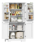 Kuchenschrank, Buffetschrank mit verstellbaren Ablagen, 4 Turen & 6 Einlegeboden, Kuchenbuffet Sideboard fur Wohnzimmer, Esszimmer, Badezimmer, 60x30x130cm, wei