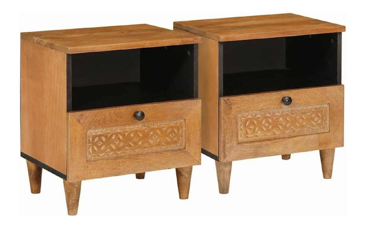 Nachttisch 2er Set Hellbraun 40x33x46 cm Beistelltisch