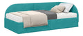 Eckbettgestell mit Matratze und Kopfteil 100x200 cm, Modernes Samtbett Einzelbett fur Schlafzimmer und Gastezimmer, Polsterbett mit Schaumstoffmatratze, Turkis