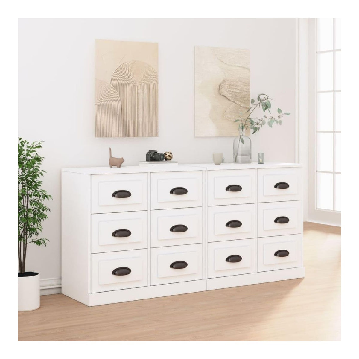 Beistelltisch Schranke Buffet Schranke Kuche Schranke Sideboards 2 STK. Wei Holzwerkstoff fur Wohnzimmer, Esszimmer und Kuche
