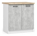 BDW - Kuchenschrank - Schrank Kuche mit Turen und Arbeitsplatte - Schrank 80 cm breit, 85 cm hoch - Kuchenschranke Einzeln, Kuchenmobel Einzelteile (Weiss/Beton)