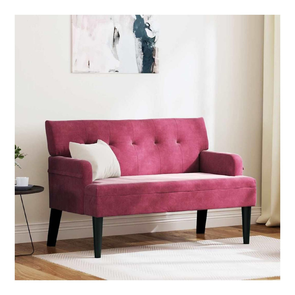 Solivagant Chesterfield Bank Weinrot 112 x 65,5 x 75 cm Samt,Sitzbanke,17.6 kg-42019290