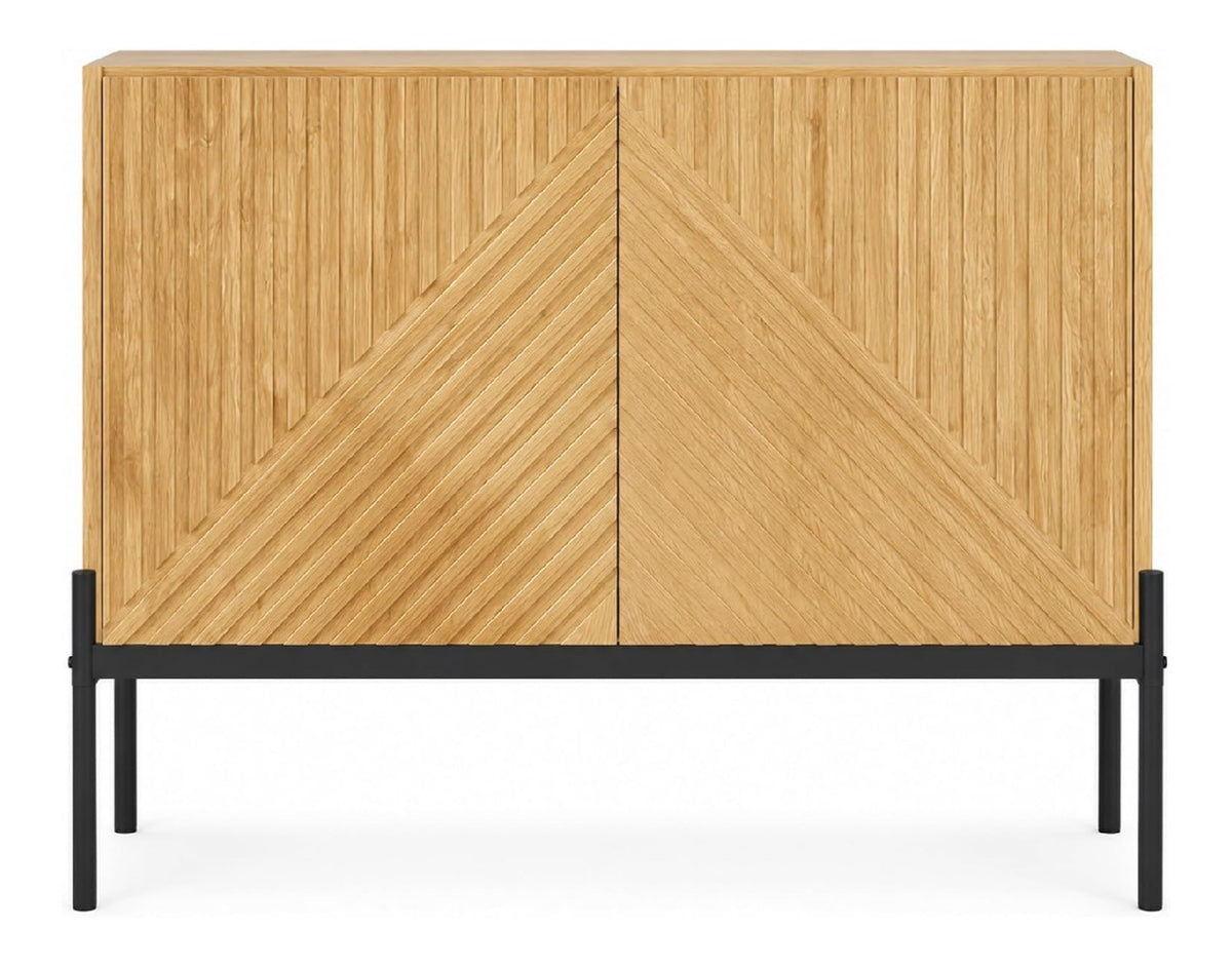 Sideboard 100 cm 2 Turen Metallbeine Linien-Design Kommode