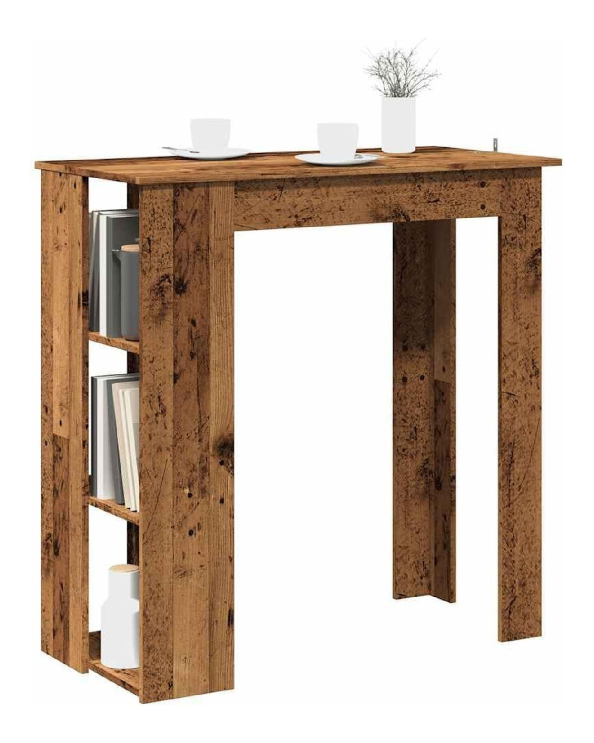 Tische, Kuchen- und Esszimmertische, Stehtisch mit Ablage, Altes Holz, 102 x 50 x 103,5 cm, Holzwerkstoff