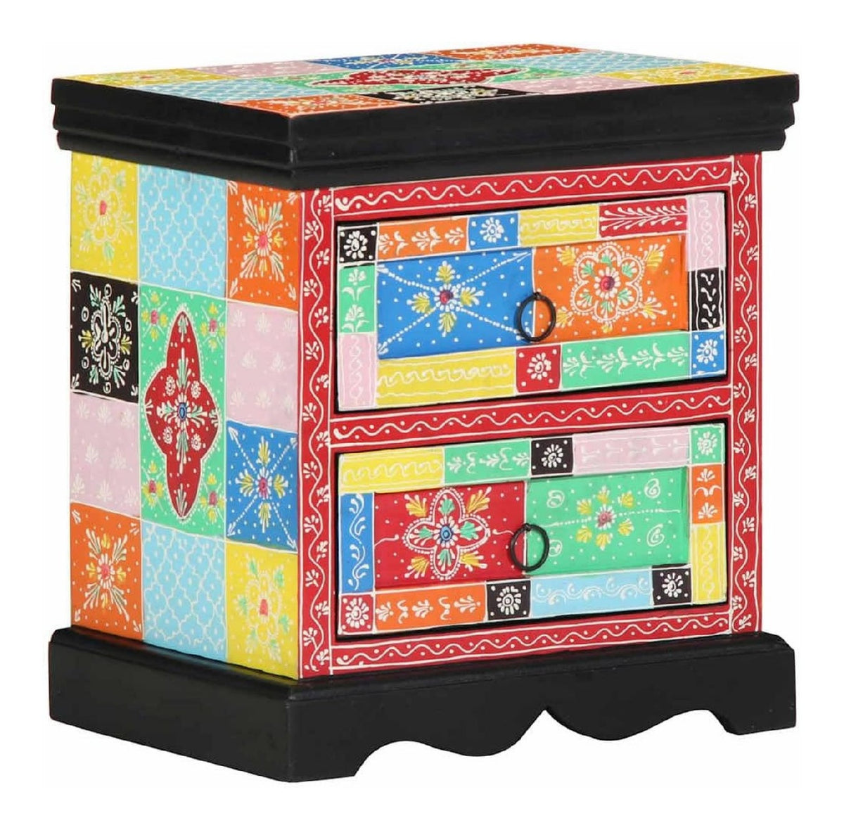 Nachttisch 2 STK. Mehrfarbig 40 x 35 x 45 cm Massivholz Mango,Nachttische,24.45kg-4017565