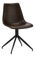 Furnhouse Isabel Esszimmerstuhle 2er Set Kunstleder 360 Drehstuhl Metallgestell Schwarz Dunkelbraun - Skandinavisches Design Modern Gepolstert