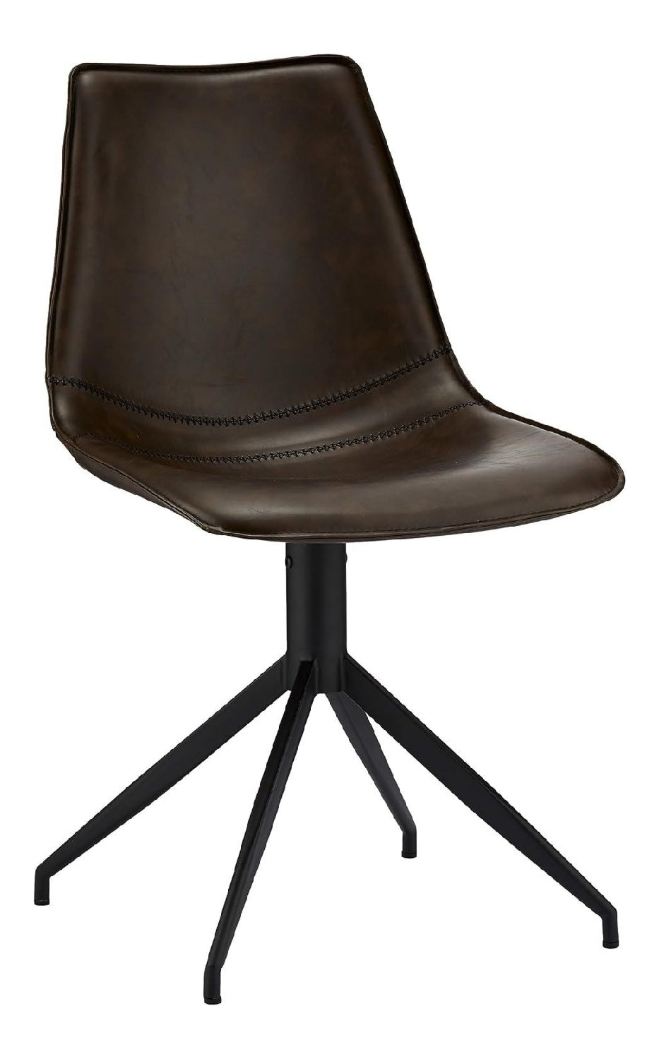 Furnhouse Isabel Esszimmerstuhle 2er Set Kunstleder 360 Drehstuhl Metallgestell Schwarz Dunkelbraun - Skandinavisches Design Modern Gepolstert