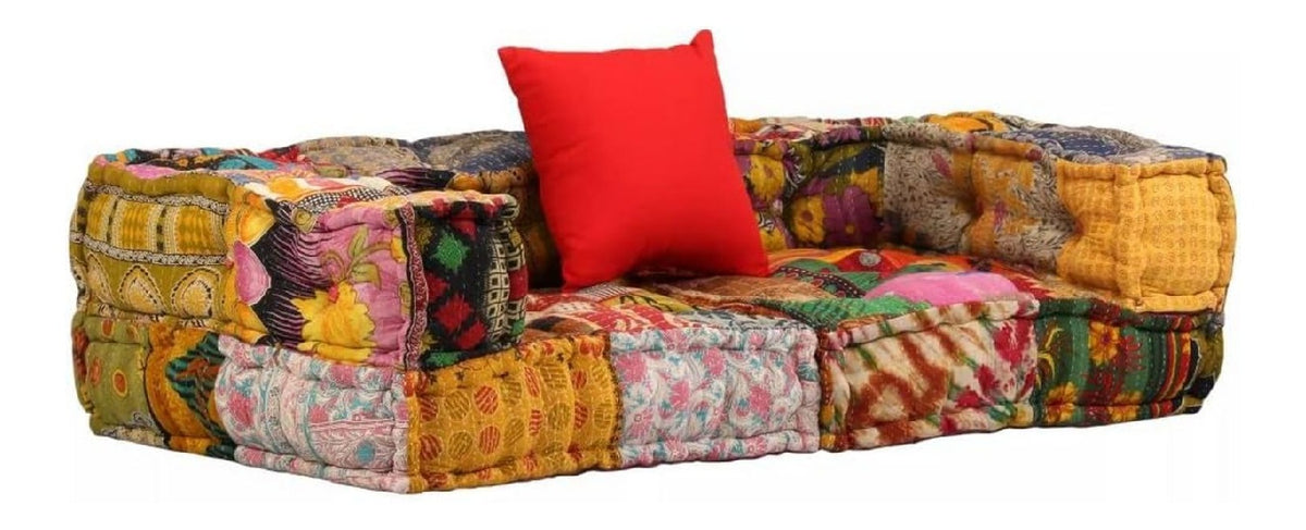Modularer 2-Sitzer-Sofa aus Patchwork-Stoff, bequeme Schlafsofakissen, Schlafsofa, Wohnzimmer, Couch, Bodensofa fur Wohnzimmer, Balkon, Schlafzimmer