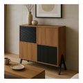 Kommode HWC-O40 MDF Metall Melamin 94x79x40cm - Natur