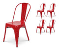 Kosmi - 4er Set rote Stuhle aus rotem Metall in Gloss Brillant Finish fur EIN farbenfrohes Design im Industrial Style