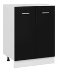 Kuchenschrank mit 2 Turen Regalboden Kuche Schrank Kuchenzeile Kuchenmobel Kuchenunterschrank Unterschrank Spanplatte, Schwarz 60 x 46 x 81,5 cm