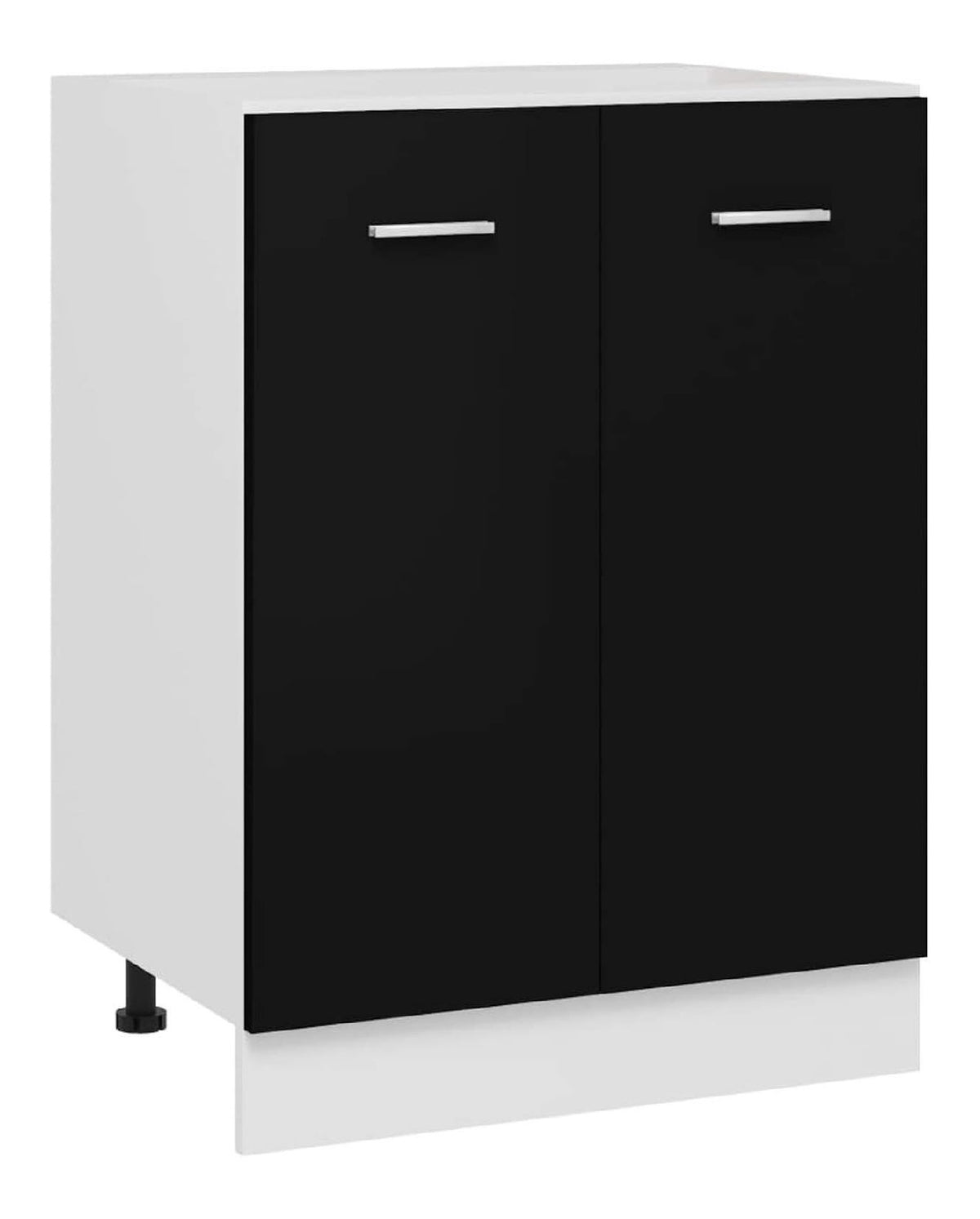 Kuchenschrank mit 2 Turen Regalboden Kuche Schrank Kuchenzeile Kuchenmobel Kuchenunterschrank Unterschrank Spanplatte, Schwarz 60 x 46 x 81,5 cm