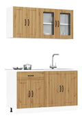 4-TLG. Kuchenschrank-Set Kalmar Artisan-Eiche Holzwerkstoff Mehrzweckschrank mit viel Stauraum fur Kuche, Spulenschrank, Unterschrank, Hangeschrank, Buffet, Organizer