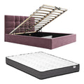 Bett mit Bettkasten 2 Eliava - Polyester - Bordeaux