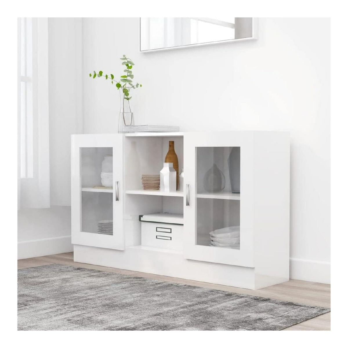 Mobelschrank Vitrin Hochglanz Wei 120x30,5x70cm Holzschrank & Aufbewahrung