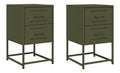 Nachttisch 2er Set Olivgrun Stahl Beistelltisch 36x39x60,5 cm