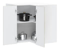 Kuchen-Eckhangeschrank Porto Betongrau Holzwerkstoff Wandmontage Stauraum Schrank fur Kuche Esszimmer Vitrine und Aufbewahrung, Robustes Mobel mit 57x57x60 cm und 70 kg Belastbarkeit