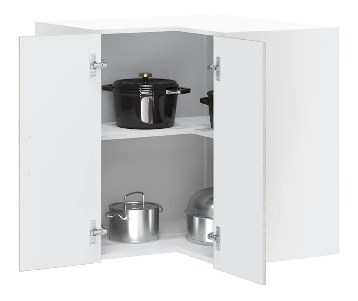 Kuchen-Eckhangeschrank Porto Betongrau Holzwerkstoff Wandmontage Stauraum Schrank fur Kuche Esszimmer Vitrine und Aufbewahrung, Robustes Mobel mit 57x57x60 cm und 70 kg Belastbarkeit
