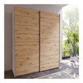 Schach & MATT 2 Schrank 170, moderner Kleiderschrank 2-turig, Schwebeturenschrank, Holzwerkstoff, Artisan Eiche Holzdekor mit Wei , 170,3 cm breit x 210,5 cm hoch x 61,2 cm tief