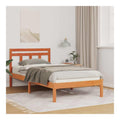 Bettrahmen Braun 90x200 cm aus massivem Kiefernholz, modernes Einzelbett mit Lattenrost, Robustes Schlafzimmer-Mobel fur Erwachsene und Jugendliche