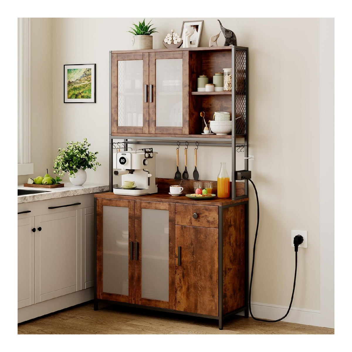 Dripex Kuchenschrank 181 x 100 x 37 cm mit Steckdosen fur Kuche & Esszimmer