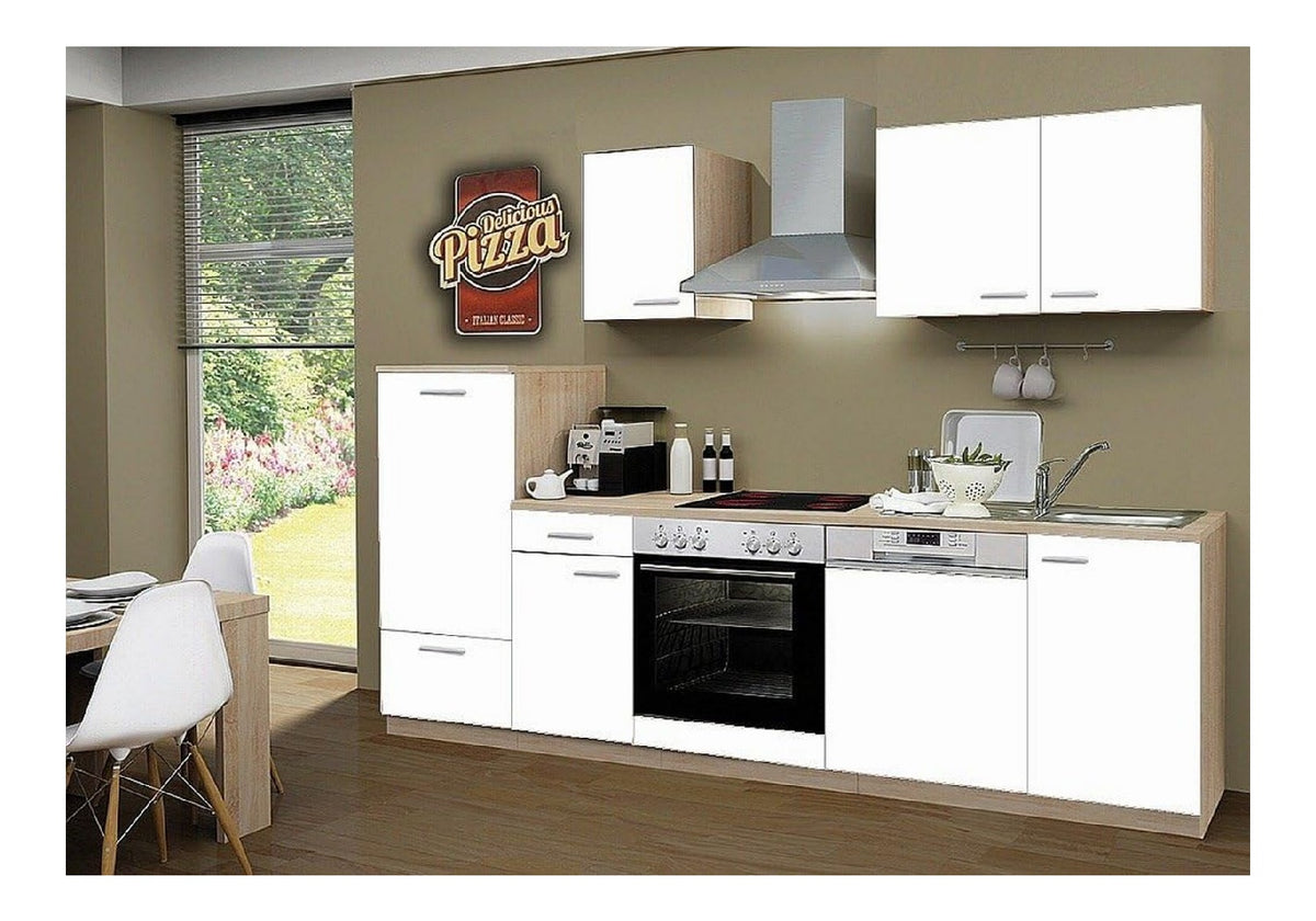 Kuchenblock ohne Elektrogerate Classic 270 cm in wei matt (Geschirrspuler geeignet)