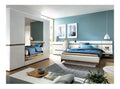 Schlafzimmermobel Set mit 140cm Bett in wei Hochglanz mit Truffel Eiche Nb.