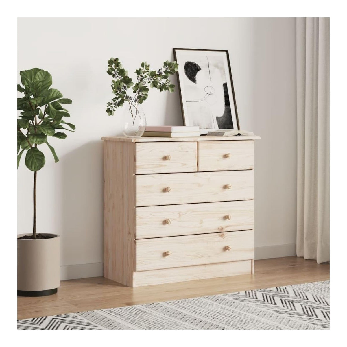 Kommode ALTA 77x35x73 cm Massivholz Kiefer Schranke und Lagerung Model353921