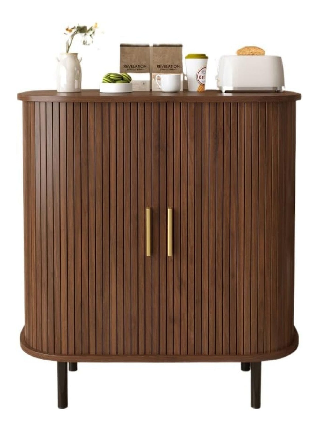 Weinschrank Walnuss 8 Gitter5 Regale Glashalter Tambour Turen Kaffeestation