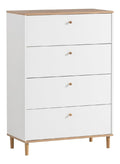 Schubladenkommode mit 4 Schubladen in wei matt mit Eiche Schrank Schlafzimmer Schlafzimmerschrank