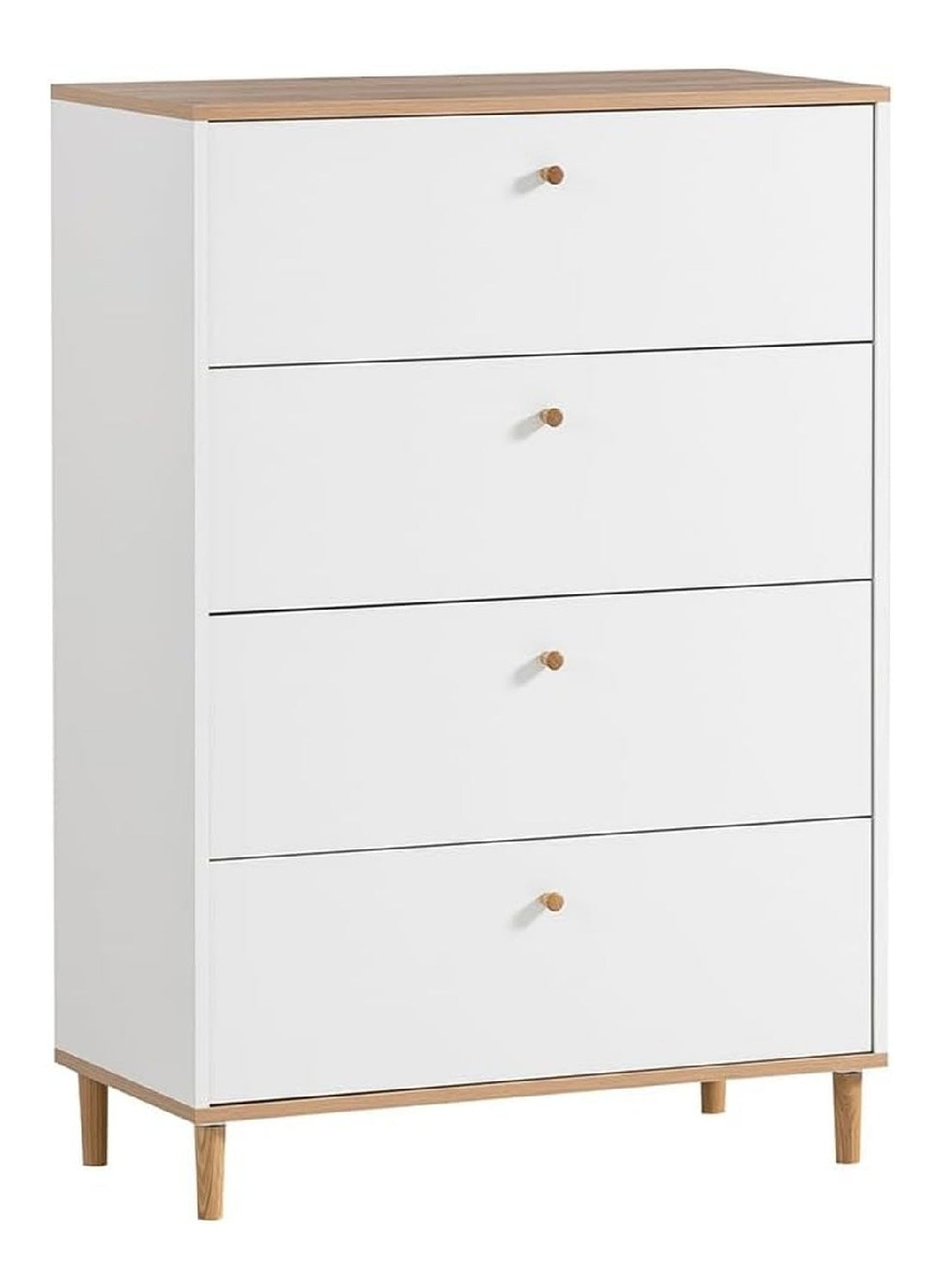 Schubladenkommode mit 4 Schubladen in wei matt mit Eiche Schrank Schlafzimmer Schlafzimmerschrank