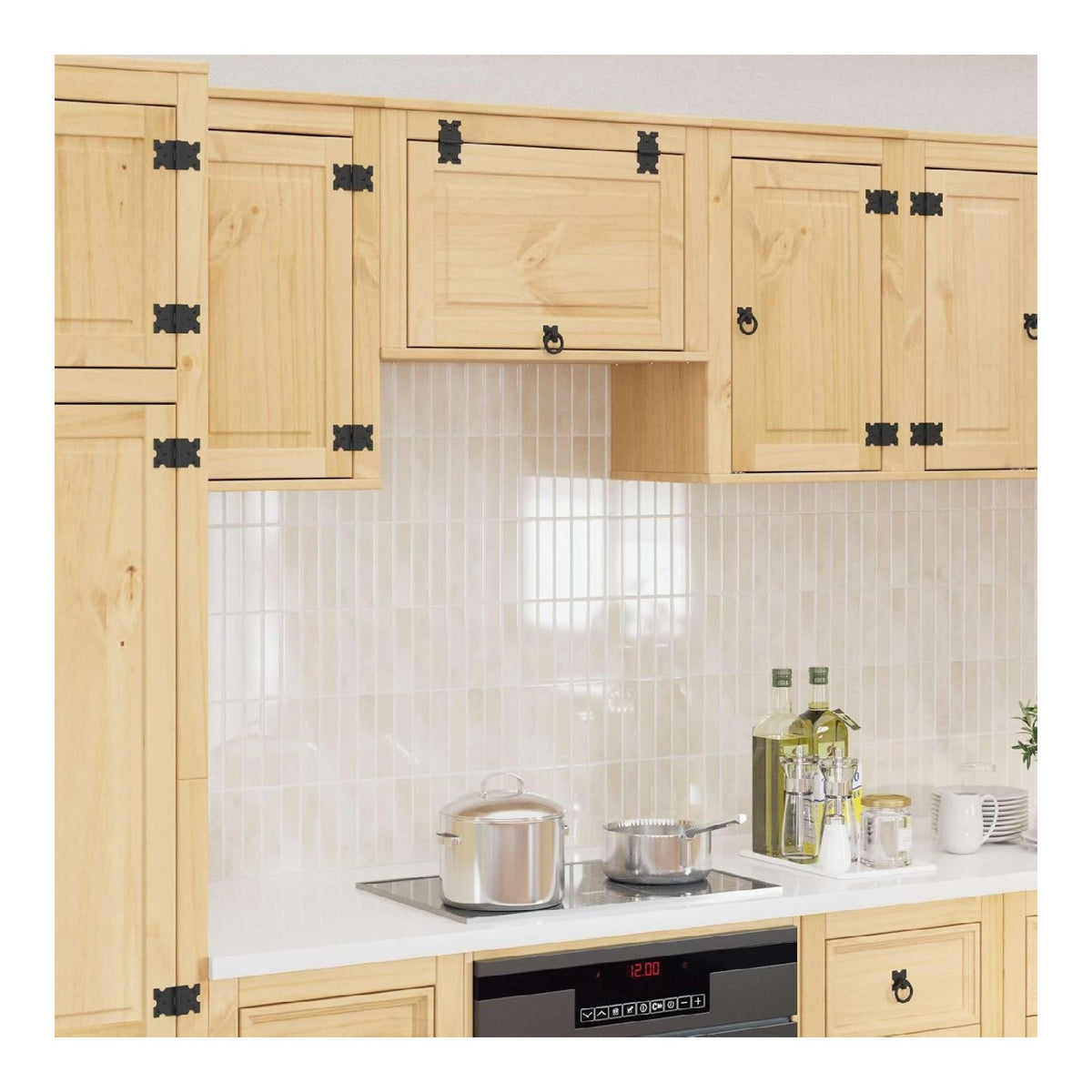 Kuchenschrank Kommode Sideboard Buffet Hochschrank Hangeschrank Unterschrank Vorratsschrank Vitrine Aufbewahrung Stauraum mit Massivholzkiefer, 60 x 32 x 40 cm, Honigbraun