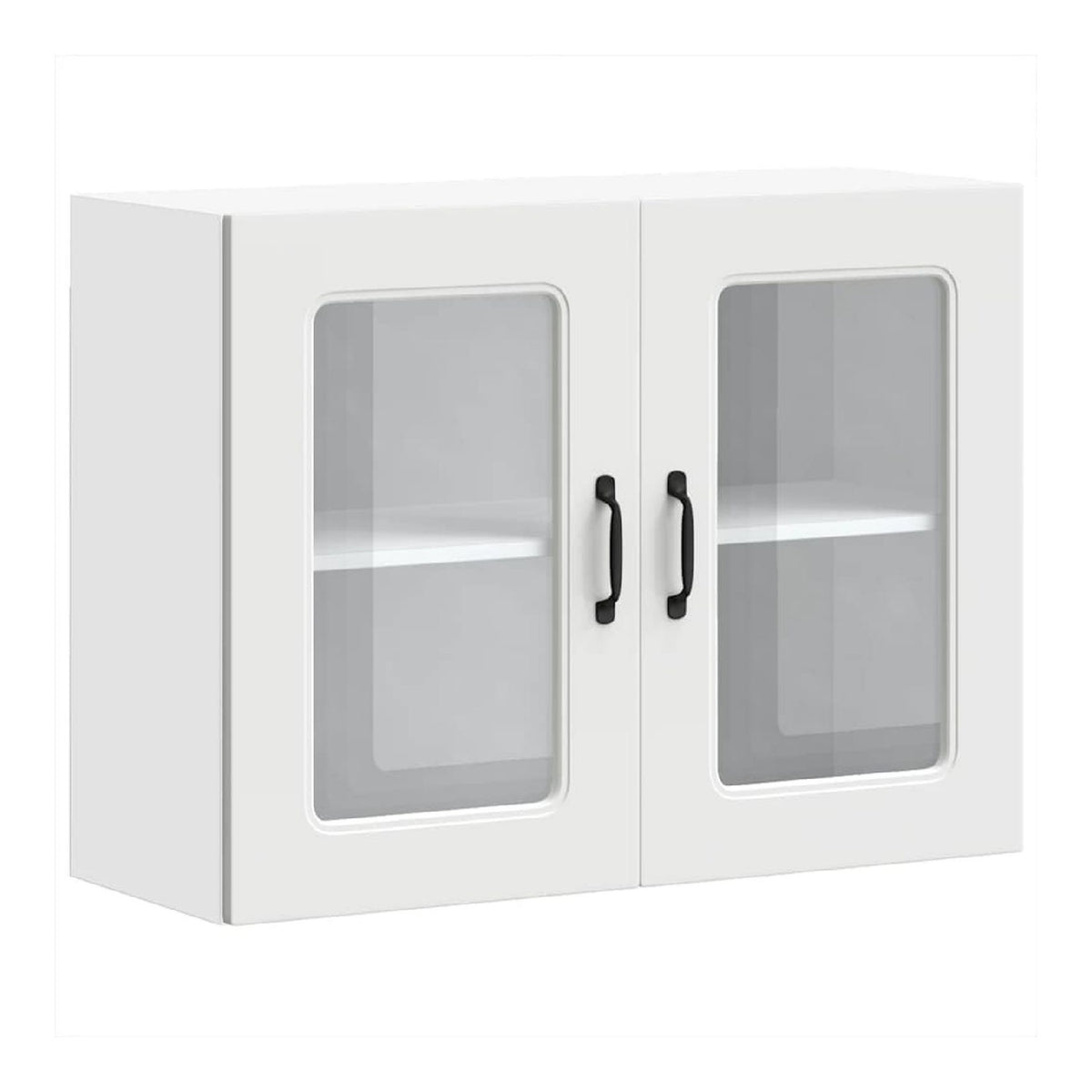 Kuchen-Hangeschrank mit Glastur Kalmar Wei Holzwerkstoff, 80x31x60 cm, moderner Kuchenschrank, vielseitig als Vorratsschrank Kuche, Sideboard Kuche, Buffetschrank nutzbar