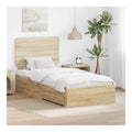 Bettrahmen Sonoma-Eiche 90x200cm, Holzwerkstoff, Einzelbett mit Kopfteil, Robustes Plattformbett, Stauraumschubladen, langlebige Schlafzimmermobel
