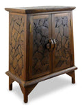 Asiatischer Schrank aus Massivholz - 40x25x60cm - Handgeschnitzte Kommode aus Akazienholz, Sideboard mit Design aus Handwerkskunst, Nachhaltig