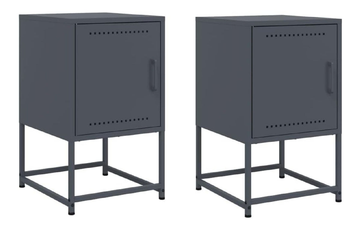 2er Set Nachttisch Anthrazit 36x39x60,5 cm Stahl Beistelltisch