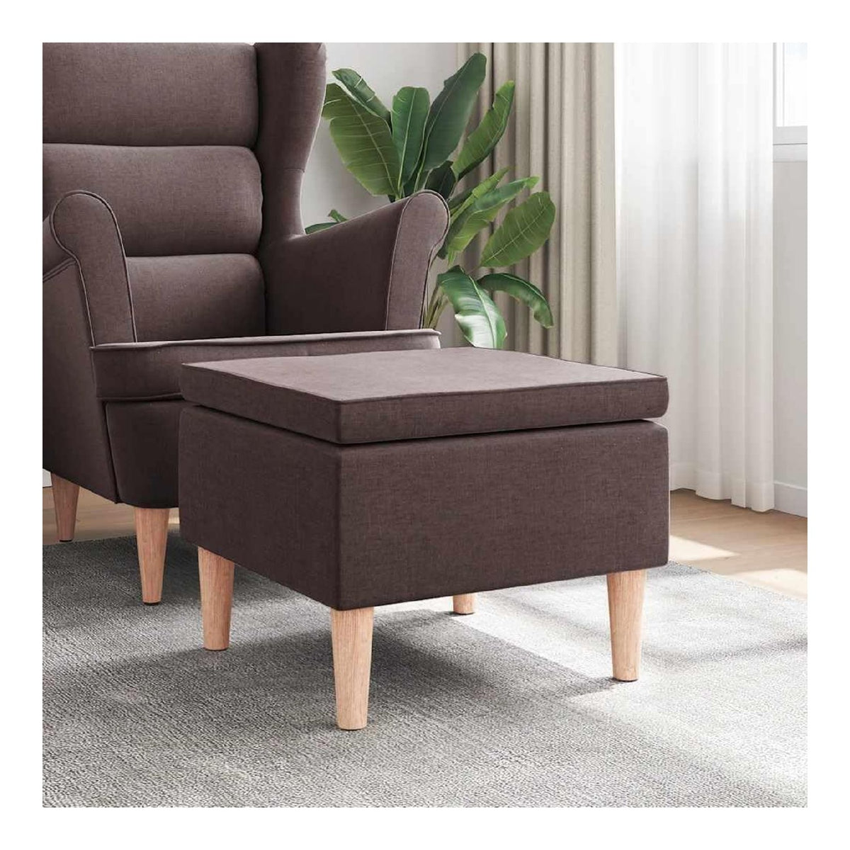 Fu hocker mit Holzbeinen Dunkelbraun Stoffbezug Polsterhocker fur Wohnzimmer Schlafzimmer und Flur