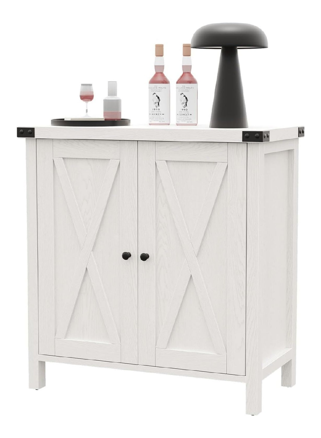 Buffet Sideboard im Landhausstil - Kommode mit Turen & Regalen, ideal als Flur-, Wohn- oder Esszimmerschrank, robust & vielseitig, verstellbare Ablage - American White Oak, 76x40x80 cm