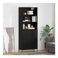 Highboard Schwarz Eichen-Optik Holzwerkstoff 69,5 x 34 x 180 cm modernes Sideboard mit Stauraum, Kuchen- und Wohnzimmermobel, Buffet Schrank, praktische Aufbewahrungslosung