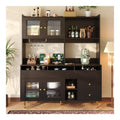 Kuchenschrank, Sideboard mit Schlichtes Design, 5 Schubladen, Weinglasregal, Gro er Stauraum, Kuche, Wohnzimmer, Esszimmer, 145 x 39 x 171 cm (Schwarz)