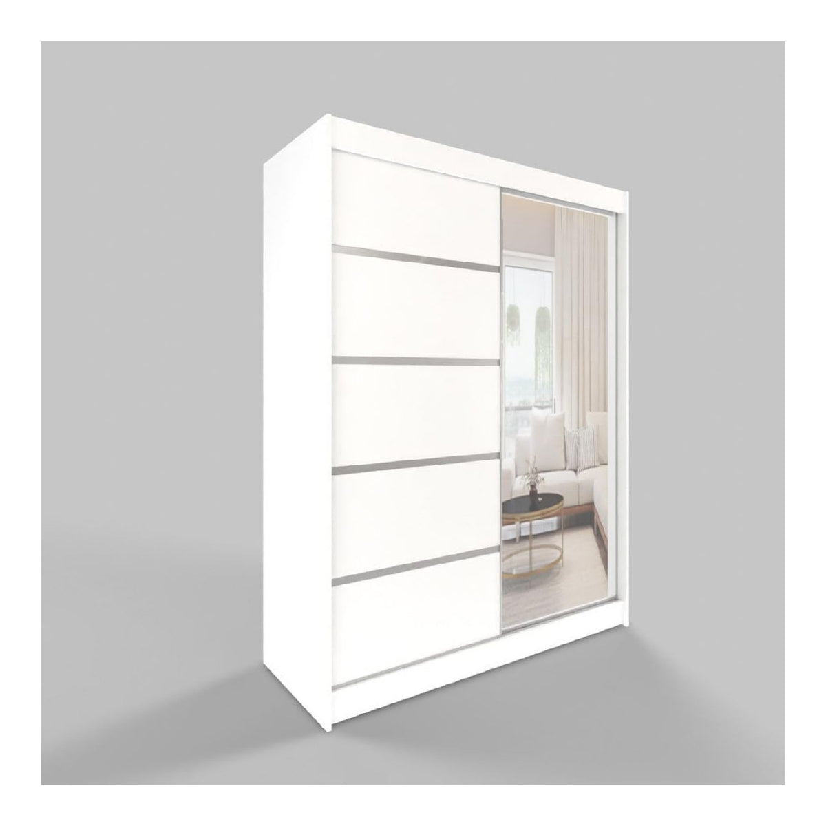120 cm Moderner Schiebeturenschrank 2 Turen Wei Kleiderschrank L3 Kleiderschrank mit Spiegel fur Schlafzimmermobel Set mit Kleiderstange Aufbewahrung