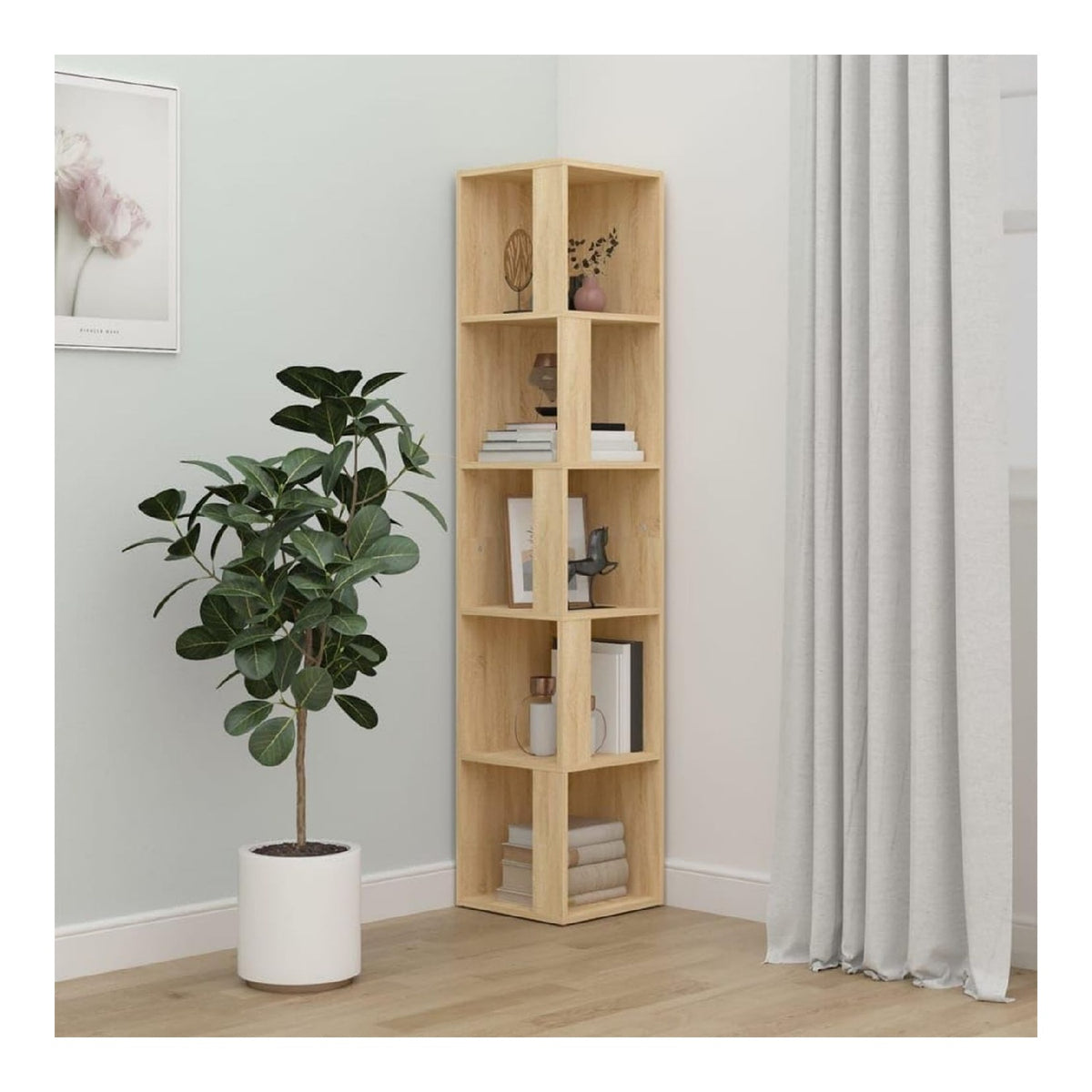 Wohnzimmer Kabinett Mobel fur das Esszimmer Vitrinen Eckregal Sonoma-Eiche 33x33x164,5 cm Holzwerkstoff