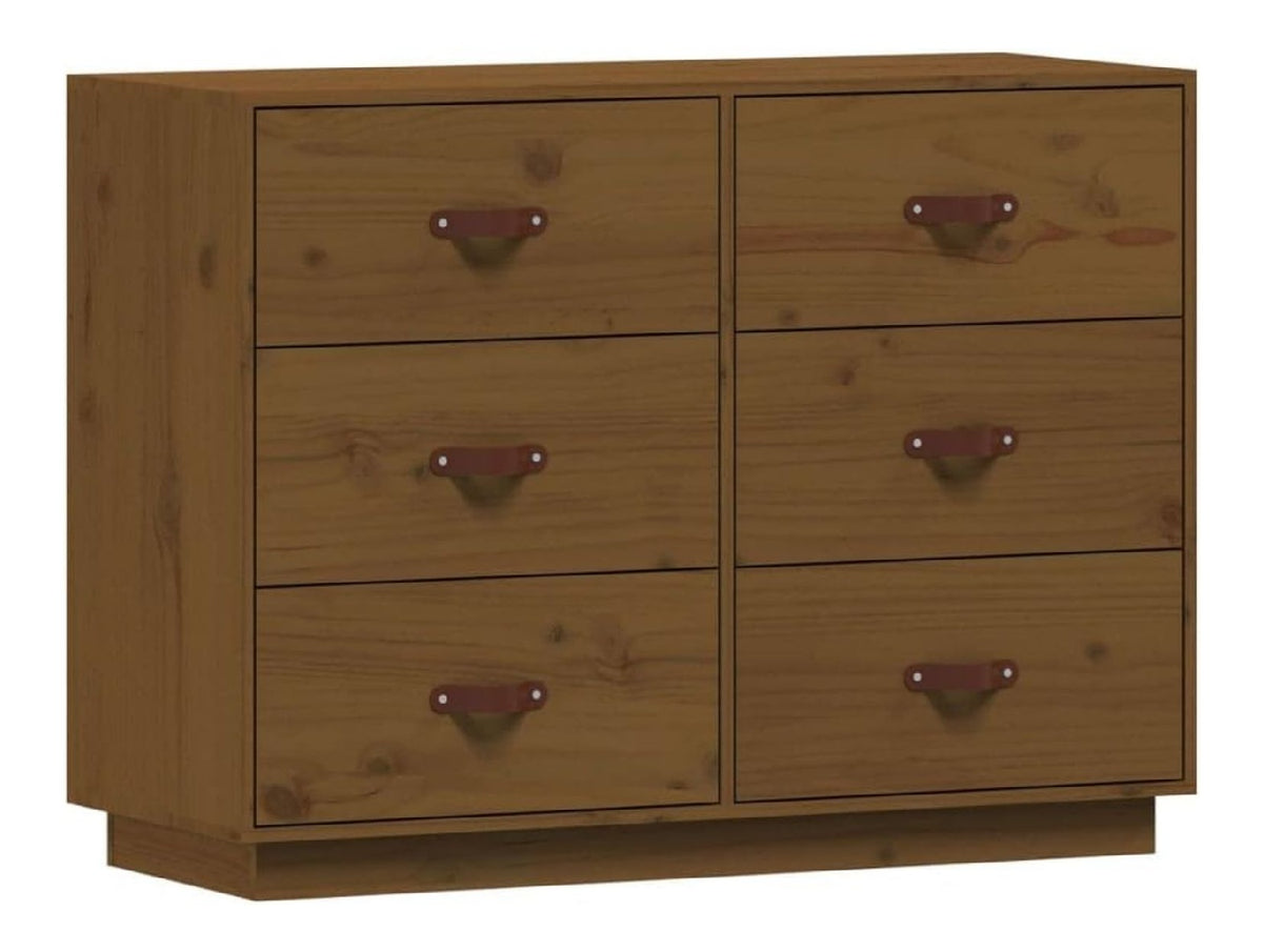 Sideboard mit Schubladen Schrank Anrichte Beistellschrank Kommode Schubladenschrank Mehrzweckschrank Honigbraun 100x40x75cm Massivholz Kiefer