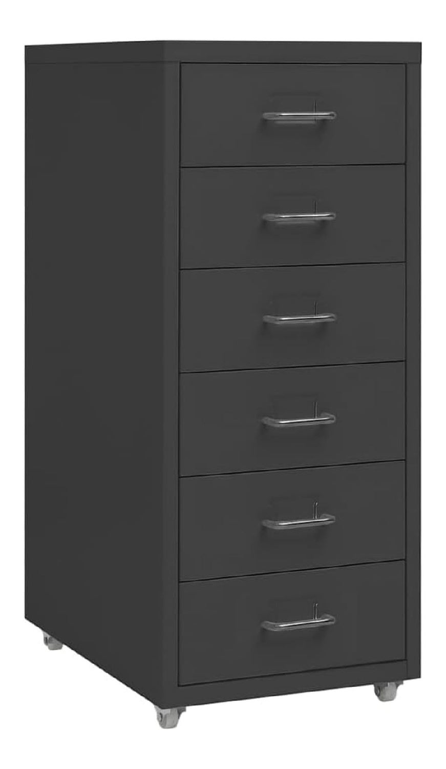 Rollcontainer Aktenschrank Metall mit 6 Schubladen Anthrazit