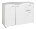 Kommode mit 3 Turen und 2 Schubladen - Wei matt - 106 cm breit - Sideboard Mehrzweckschrank