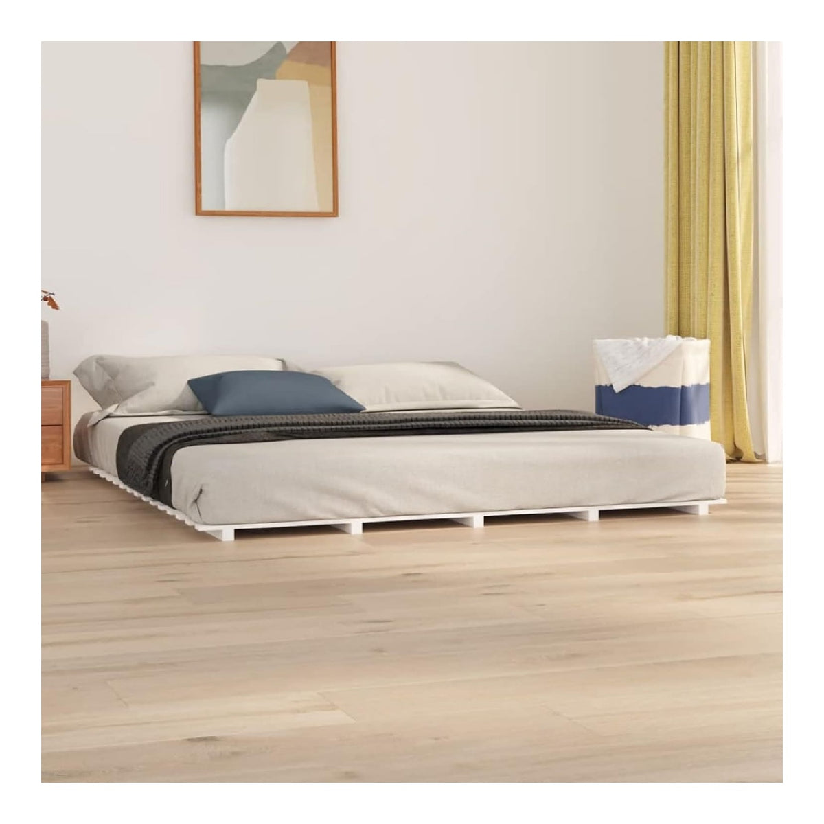 Massivholzbett Bettgestell Bett Holzbett Bettrahmen Einzelbett/Doppelbett Schlafzimmerbett Schlafzimmermobel Wei 160x200 cm Kiefer